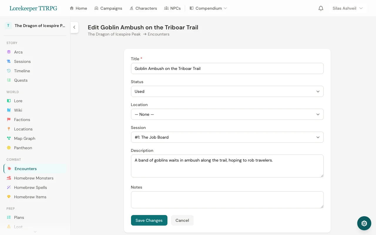 Encounter builder with monster selection and difficulty calculation